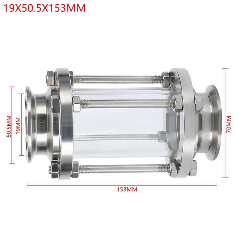 In-Line Sight Glass 304 Stainless Steel With Tri Clamp End Sanitary Flow Sight Glass Flow Pipe OD 19MM-89MM Tri Clamp Type