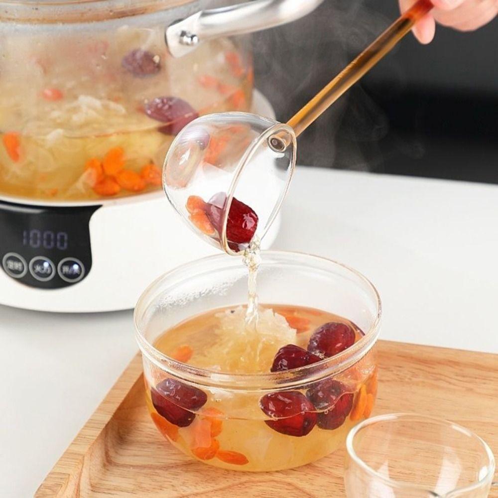 Kitchen Colorful High Temperature Resistant Stirring Spoons Long Handle Coffee Scoops Glass Spoon