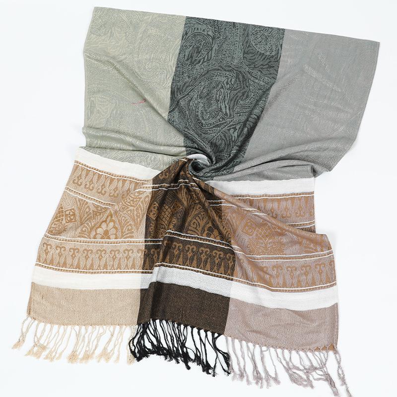New Women's Outer Shawl Contrasting Color Striped Scarf Women's Autumn and Winter Warm Scarf Scarf Fashion Shawl