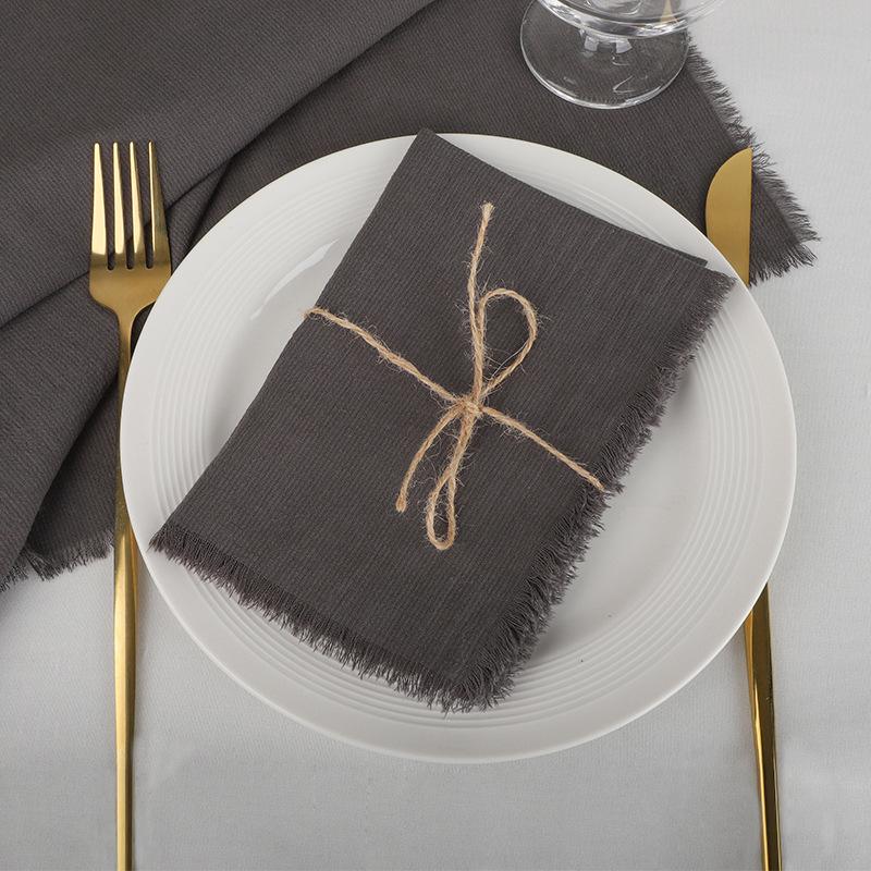 50PCS Handmade Cloth Napkins Large 42x42cm Cotton Napkins with Tassels Delicate Soft Washable for Dinners Parties Wedding Decor