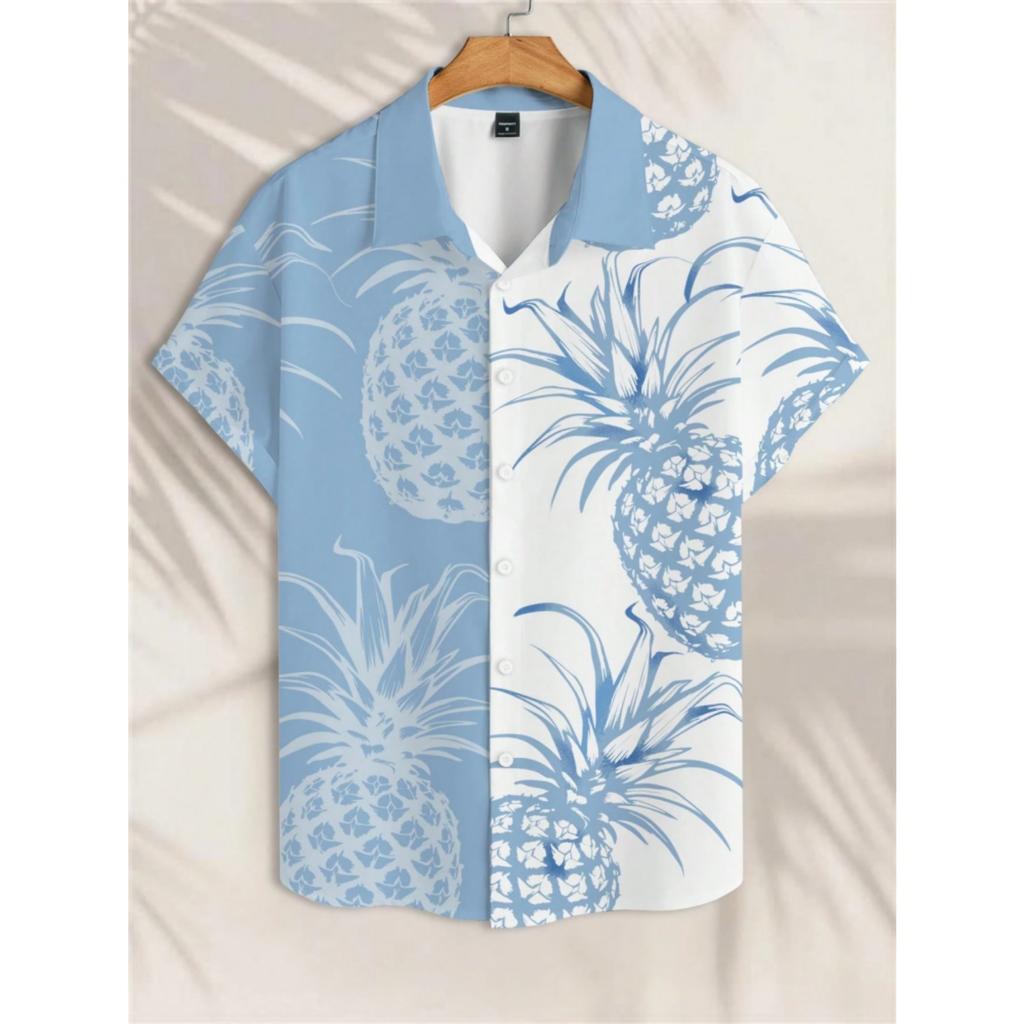 2025 Новые летние повседневные рубашки с коротким рукавом с 3D цветочным принтом, мужские повседневные рубашки для улицы, пляжные рубашки в гавайском стиле