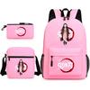 New Schoolbag Animation Three-piece Set Heat Transfer Schoolbag Small Shoulder Pencil Bag Primary and Secondary School Students Backpack