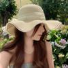 Весна-лето кружевная соломенная шляпа с жемчугом, большие поля, женская соломенная шляпа с бантом и лентой для девочек