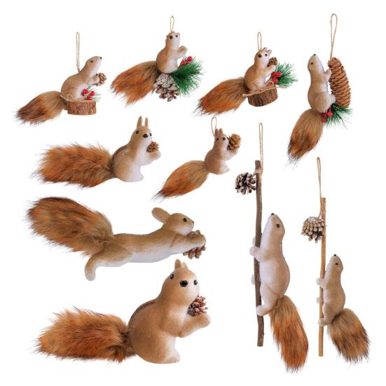 Искусственная белка Рождественское подвесное украшение Праздничный кулон Домашний настенный декор Украшение для рождественской елки