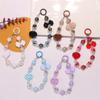 Anti-lost Beaded Wrist Strap Acrylic Bowknot Phone Pendant Fashion Keychain Bag Chain  Women