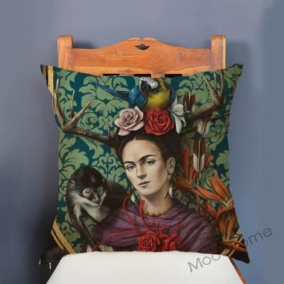 Dreamy Beautiful Scene Goddness Girl With Wild Animals Floral Home Decorative Sofa Pillow Case Modern Art Linen Cushion Cover