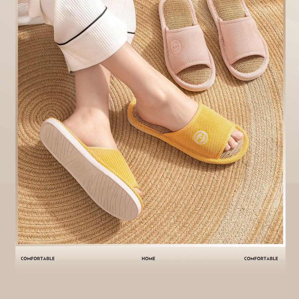 Унисекс Хлопково-льняные Нескользящие Домашние Тапочки - Бесшумные, Впитывающие Пот для Всех Сезонов