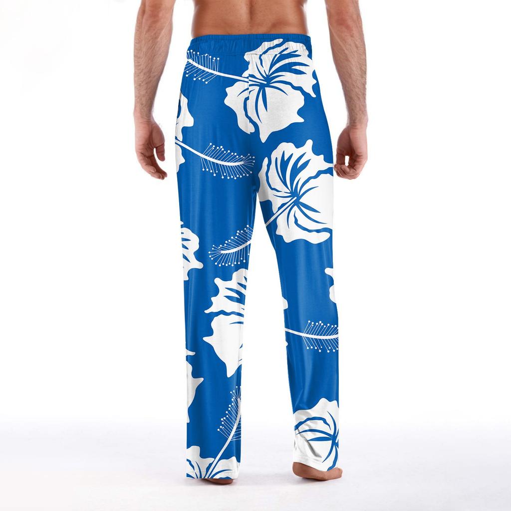 Men's Hawaiian Print Soft Home Pajama Pants Drawstring Casual Sweatpants