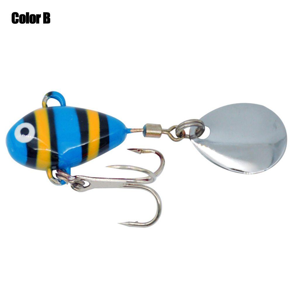 Sinking Rotate Spoon Metal Sequin Treble Hook Wobblers Crankbaits VIB Lure Metal Fishing Bait