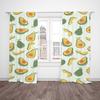 2 Pieces - Cartoon Fruit Pear Print Curtain, 100% Polyester Material, Suitable for Bedroom Curtains and Living Room Decoration