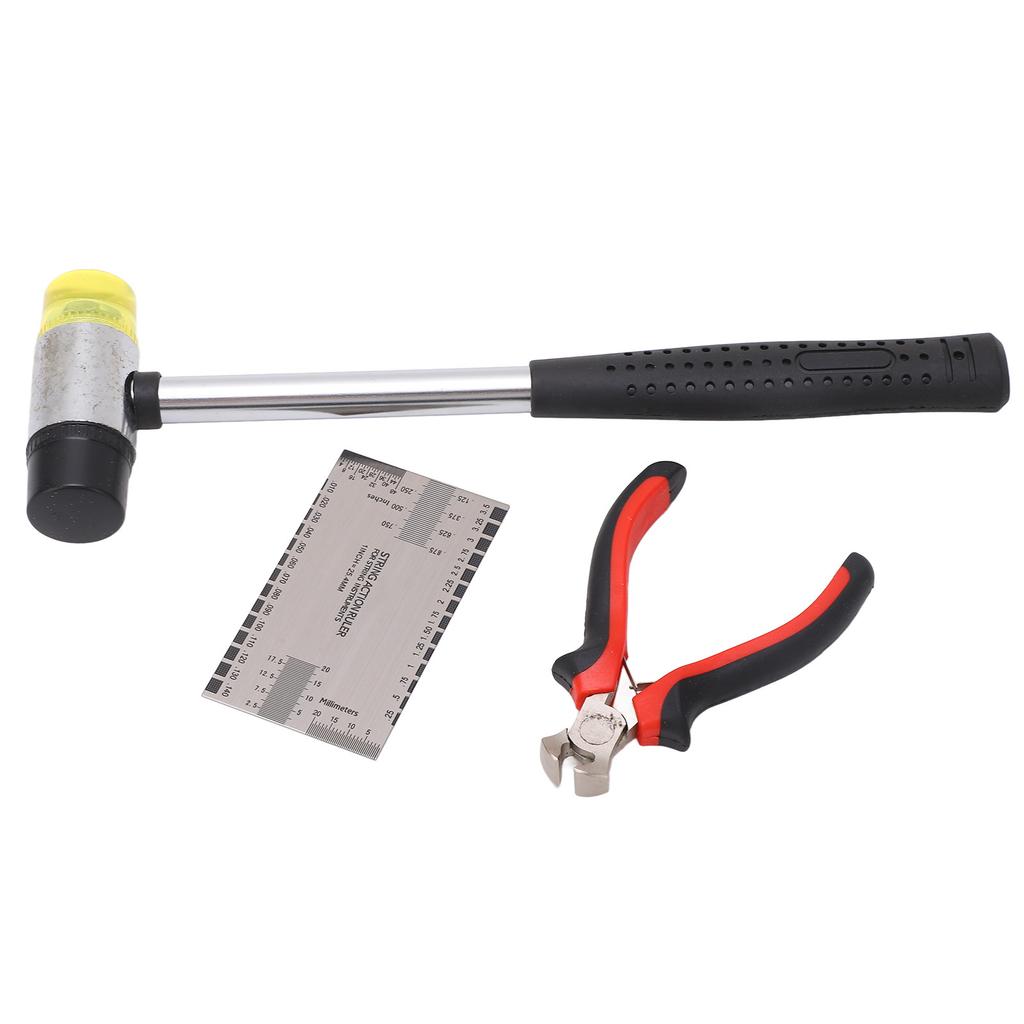 Guitar Hammer Plier String Action Ruler Gauge Set Robust Metal Guitar Repairing Maintenance Tool Kit