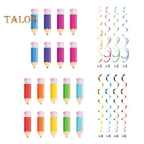 18 наборов подвесных завитков из мелков «Назад в школу» с вырезными карточками «Добро пожаловать обратно в школу» для украшения потолка в классе