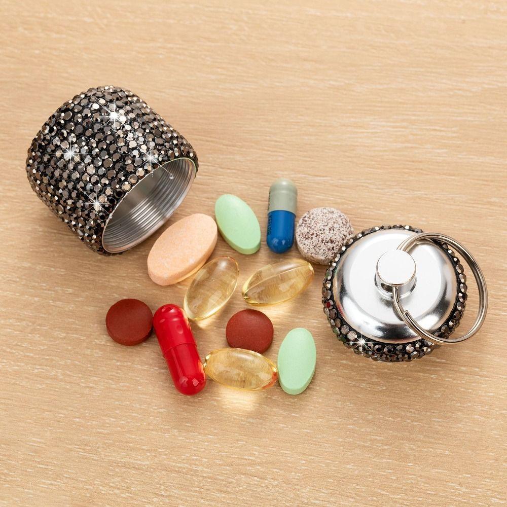 Водонепроницаемый симпатичный ящик для хранения таблеток, органайзер со стразами, подвеска для бутылок, дорожная сумка