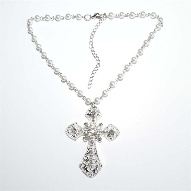 Gothic Cross Necklace For Women With Alloy Pendant And Chain Jewelry Accessory