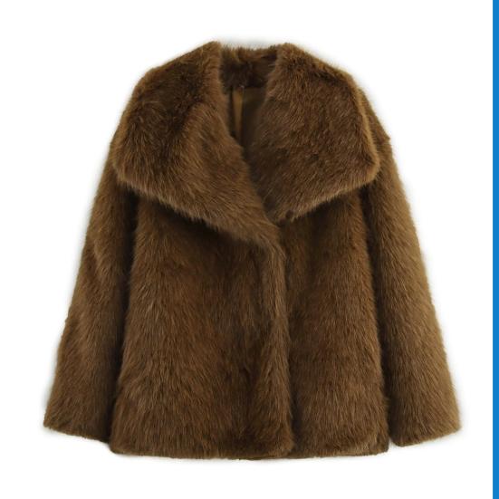 Женская пушистая куртка из искусственного меха, с длинными рукавами, лацканами, пушистое пальто с открытой передней частью, лохматая куртка, зимняя теплая верхняя одежда