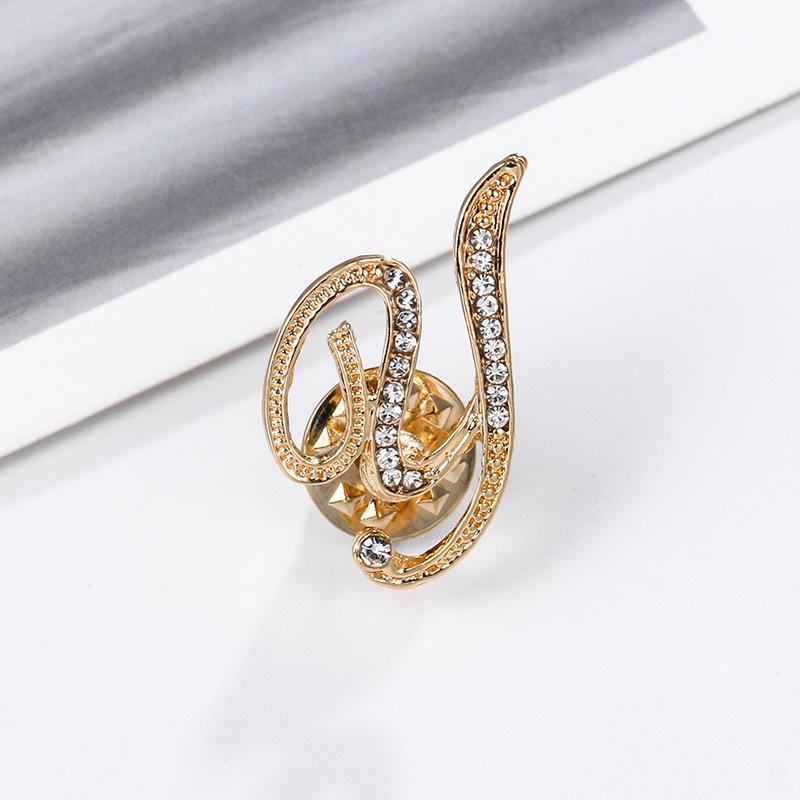 High-Precision Electroplated Vintage Alloy Brooch with Rhinestones