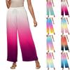 Женские летние свободные брюки с эластичным поясом и градиентным цветным принтом из хлопка и льна с девятью точками
