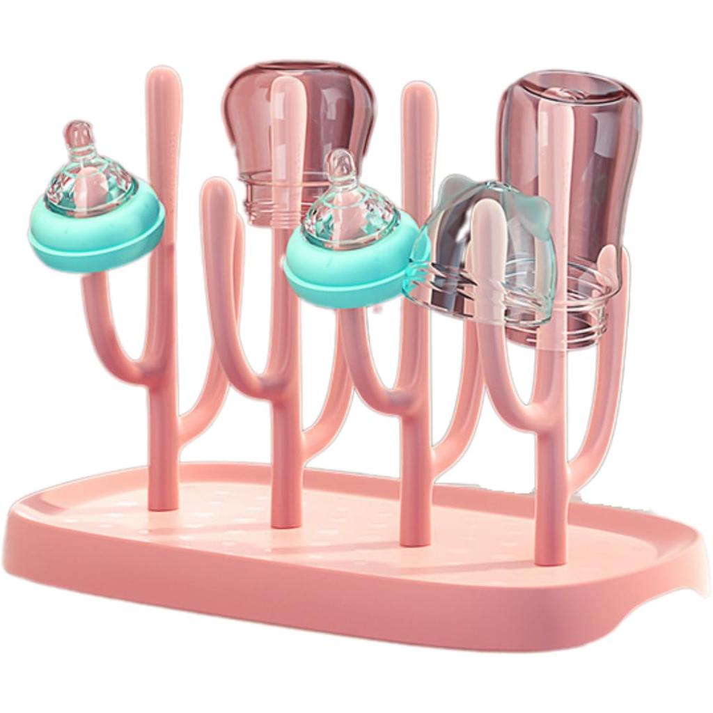 Store88 Baby Bottle Rack, Bottle Stand, Drying and Draining Rack, Bottle Storage Rack, Baby Supplies, Baby Gift (Pink)