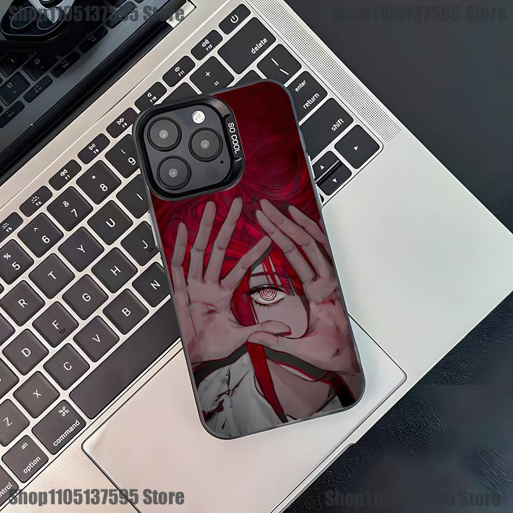 Чехол для телефона Аниме М-Макима для iPhone 17,16,15,14,13,12,11,Pro,XS,Max,Plus,Mini,SE4,E Черный Матовый Ударопрочный Чехол