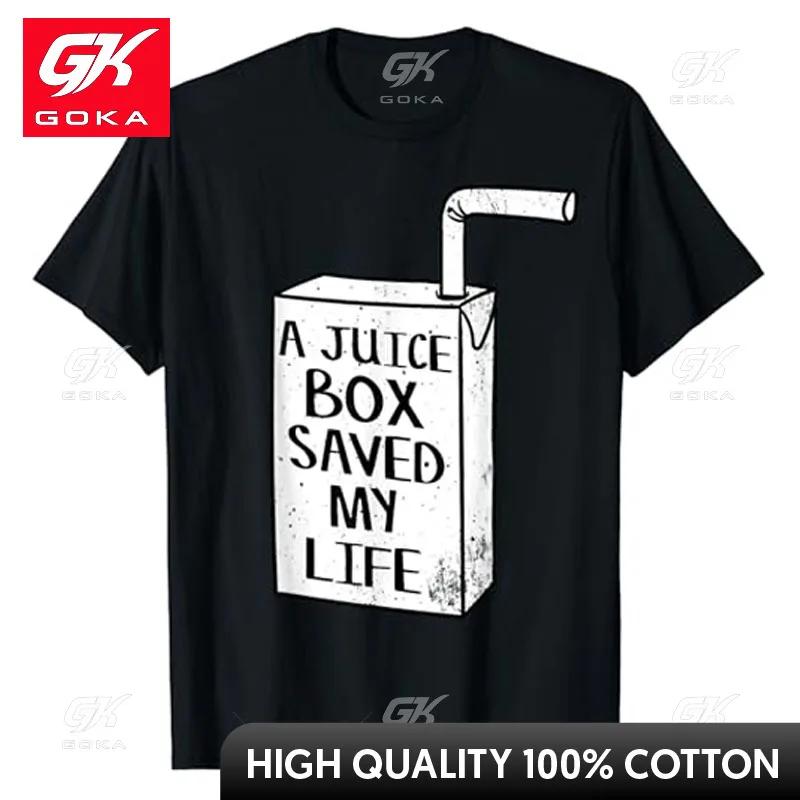 A Juice Box Saved My Life Diabetes Awareness TShirt Fighting Diabetes Graphic GOKA Tee Tops Humor Funny Short Sleeve Costume