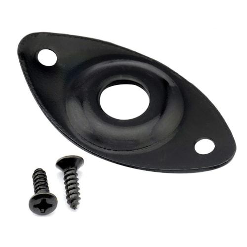 Musiclily Pro Concave Cat's Eye Steel Jack Plate for Curved Dent Electric Guitar/Bass, Black