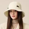 Autumn Winter Bow Wool Hat Solid Color Fisherman Hat Women's Basin Hat
