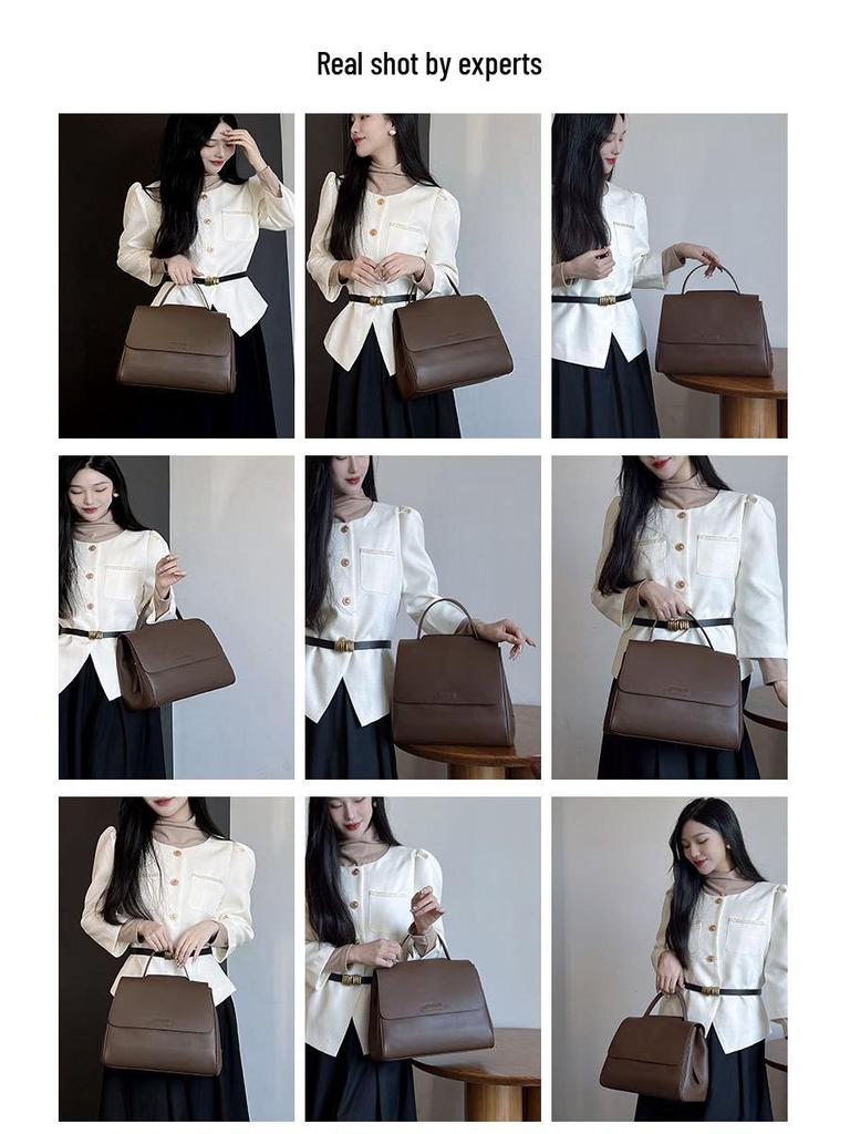 Genuine Leather Women's Light Luxury Shoulder Handbag - High-End Commuting Tote for 2025