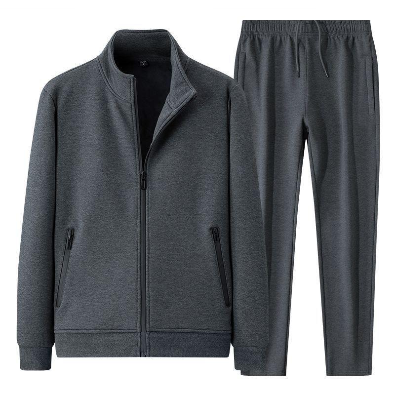 Mens Cotton Tracksuit Casual Loose Fit Elderly Running Sports Suit