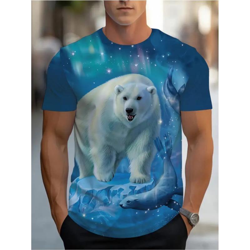 Fashion Polar Bear Graphic T Shirts For Men Clothing Summer Trend Short Sleeve 3D Printed T-shirts Streetwear Unisex Tees Tops
