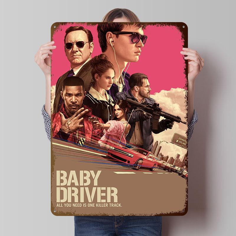 Baby Driver Tinplate Posters Customizable Wall Art Retro Vintage Metal Signs for Home Room Setup Decorations Wand Deko Garden