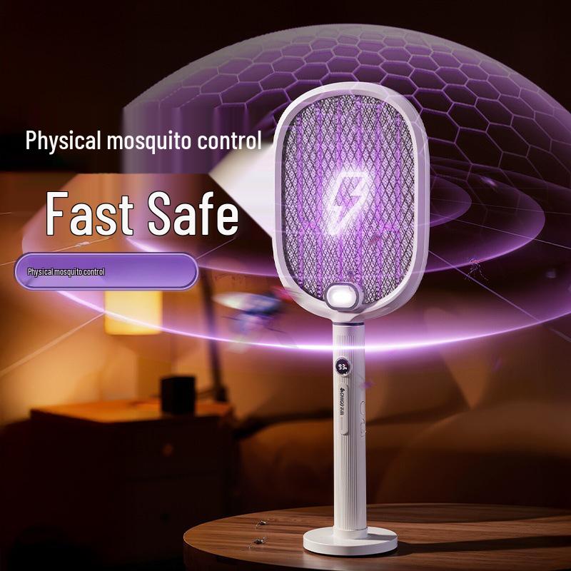 Zhigao 2-in-1 Electric Mosquito & Fly Swatter with Purple Light and Power Display