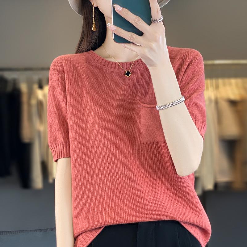 DAFIFY Женские модные повседневные летние весенние однотонные блузки и рубашки с короткими рукавами и круглым вырезом с принтом