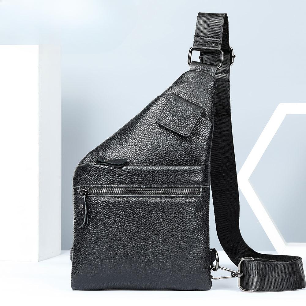 Мужская нагрудная сумка из натуральной кожи, сумка через плечо из коровьей кожи, нагрудная сумка