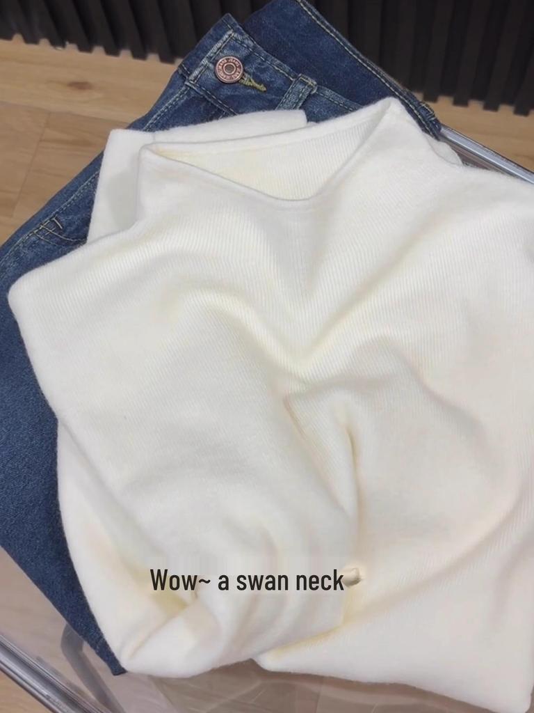 Gray Half-High Neck Slimming Knit Sweater - Women's Versatile Autumn/Winter Slim-Fit Top