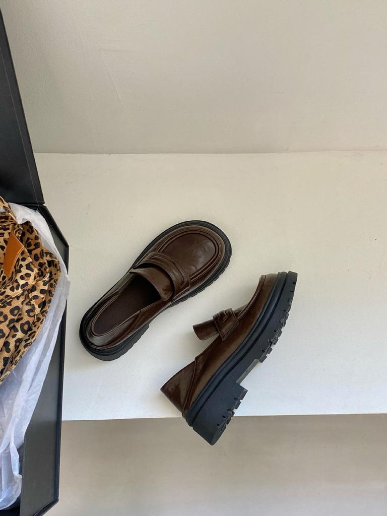 British Style Platform Small Leather Shoes Wear Korean Version Women's Shoes Campus Style Retro Soft Leather Comfortable Platform Heightening Loafers