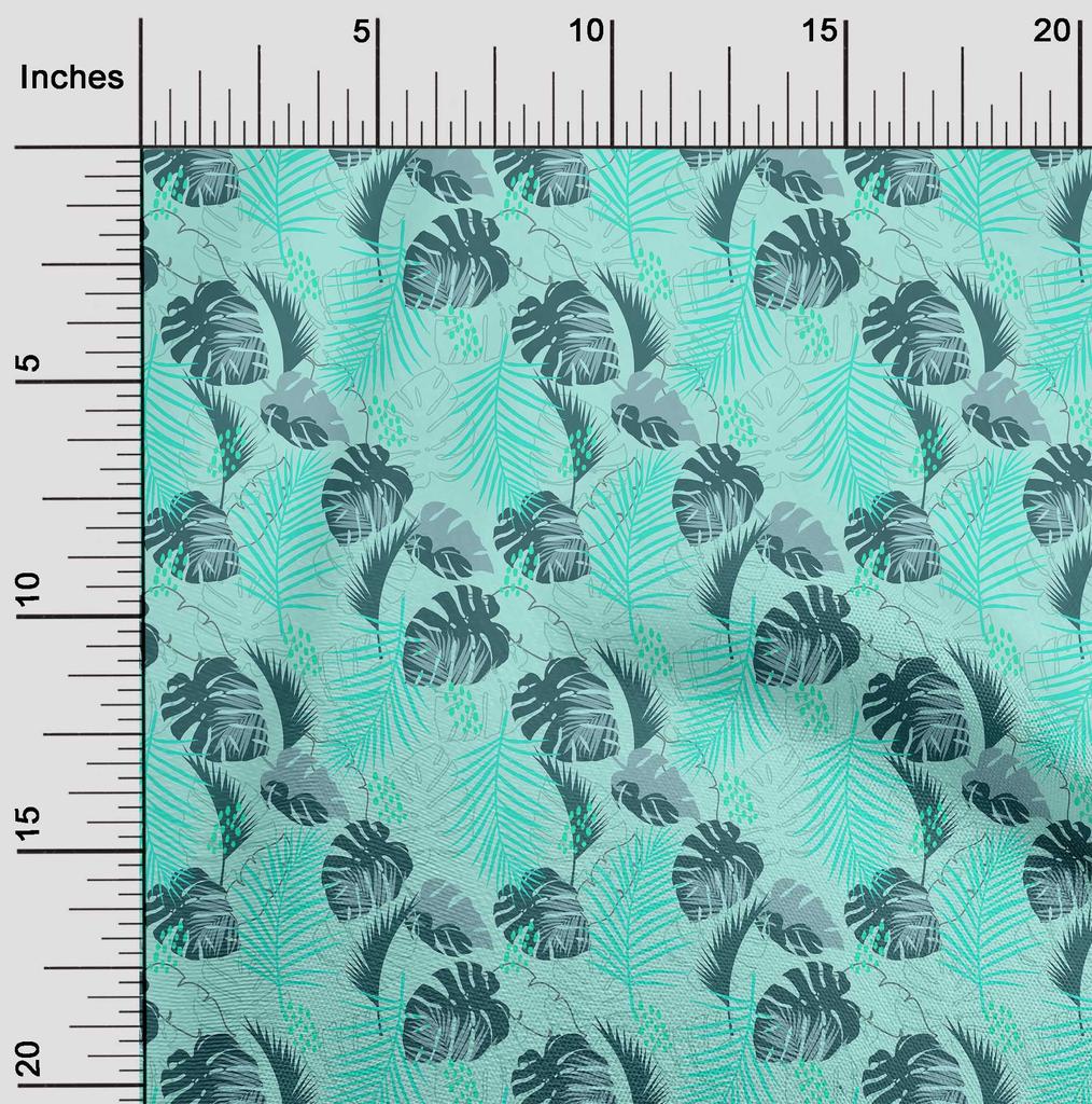 oneOone Cotton Poplin Aqua Blue Fabric Tropical Leaf Fabric For Sewing Printed Craft Fabric By The Yard 42 Inch