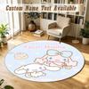 Cinnamoroll Personalized Round Rug Support Custom Name, Soft Home Decor Mat