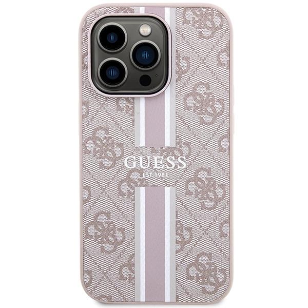 Etui Guess 4G Printed Stripes Magsafe Na Iphone 15 Pro Max - Różowe