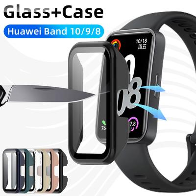 Стекло+Чехол для Huawei Band 10 9 8 Защитное стекло для экрана и Жесткий ПК Защитный бампер для Huawei Band10/9/8 Аксессуары