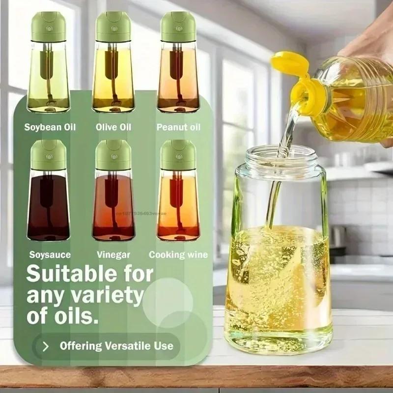2 in1 Oil Spray Bottle Plastic Kitchen Barbecue Cooking Olive Oil Dispenser Oil Jar Baking Vinegar Soy Sauce Spray Container