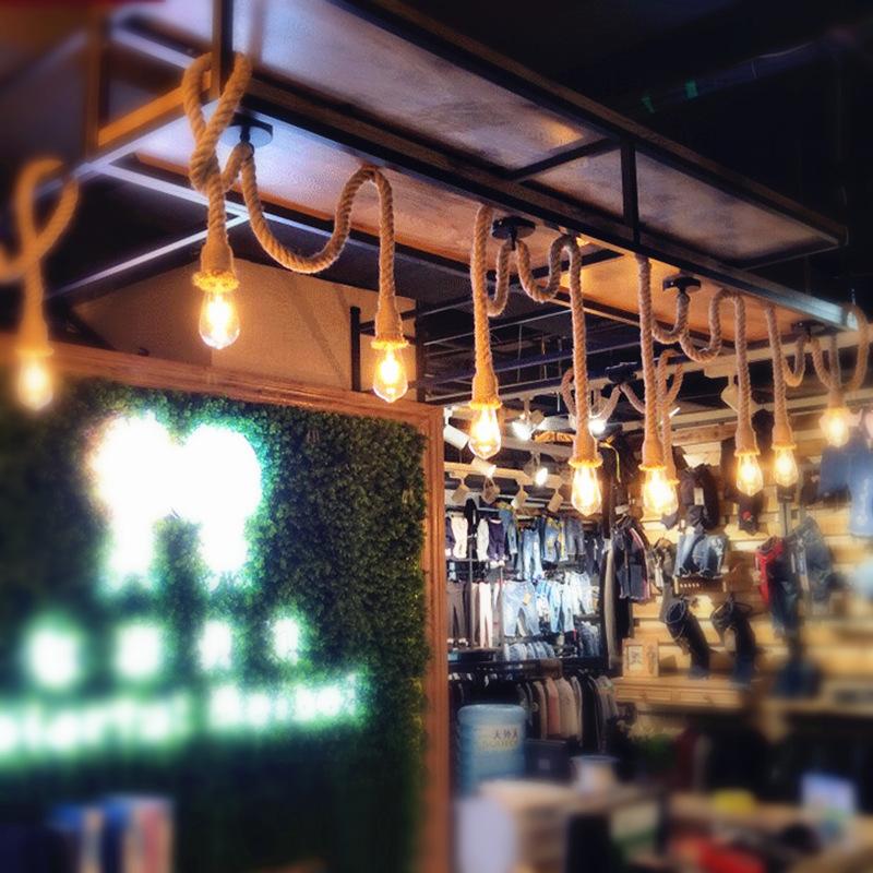 Ретро лампы E27 Потолочный подвесной светильник из пеньковой веревки Винтаж Креативный ресторан Столовая Гостиная для украшения дома в помещении