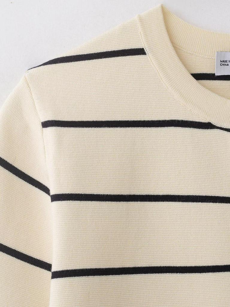 European Style Striped Knitwear for Women - Spring 2026, Short Sleeves