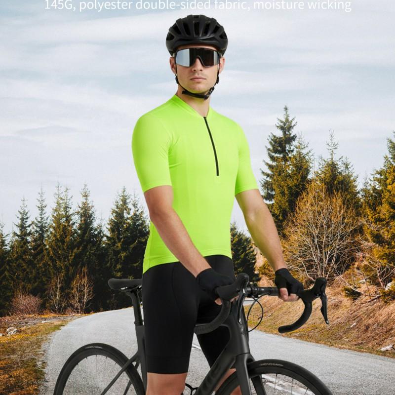 Mens Quick-Dry Cycling Jersey Short Sleeve T-Shirt Road Bike Riding Outdoor Sports Breathable Athletic Top