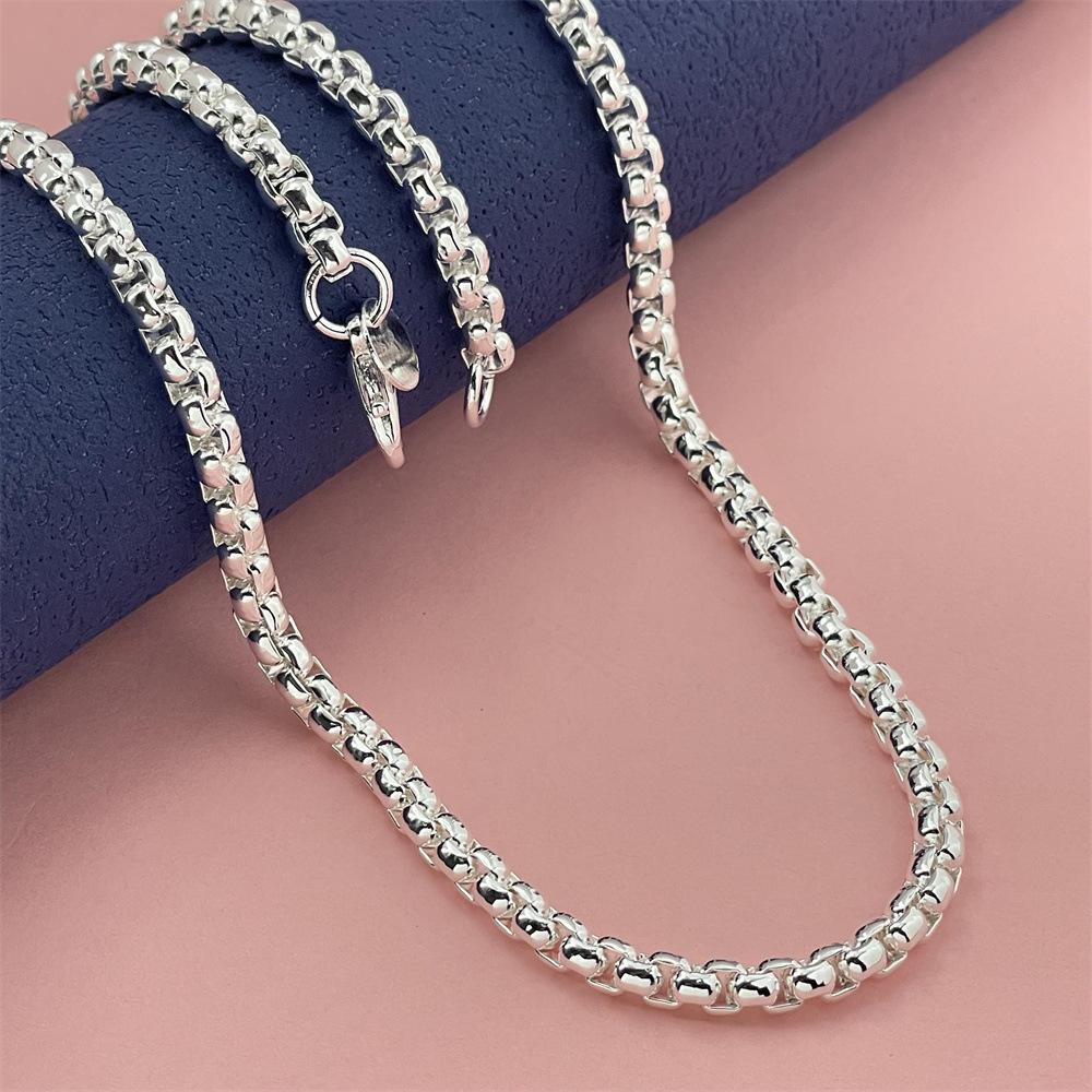 2026 European and American jewelry 925 silver plated 50-60CM 4MM round box necklace