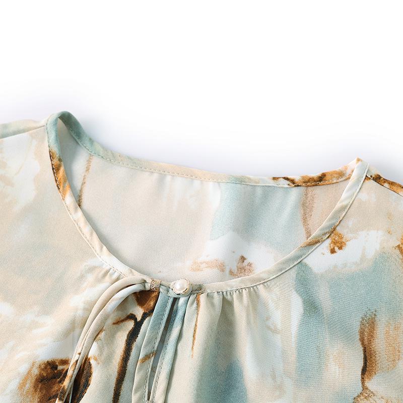 Трендовый летний шифоновый топ для мам 2025 – Блузка с рукавом средней длины для женщин среднего и пожилого возраста