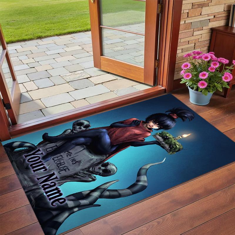 Crystal Velvet Rug Custom Name Text, Soft Non Slip Floor Mat Home DecorBeetlejuice Lydia Deetz