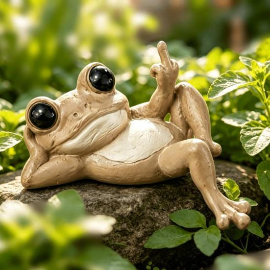 Garden Statue for Patio Funny Lounge Frog Resin Figurine, Whimsical Lazy Statue, Novelty Stress Relief Gift Desk Ornament Office Bedroom Balcony