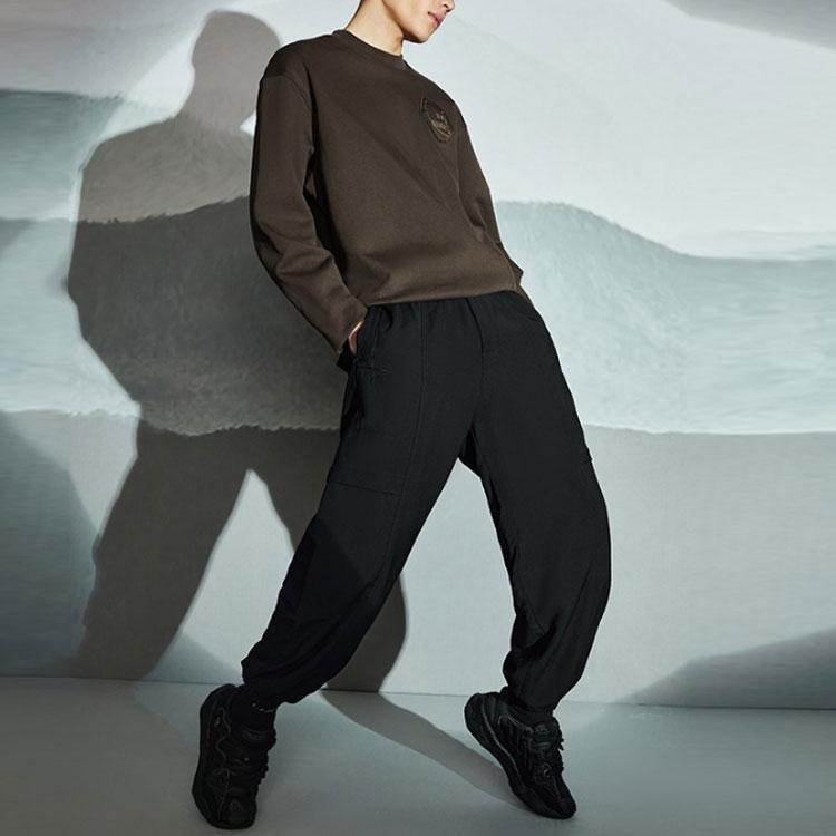 Li Ning X Jackie Chan Collaboration Kung Fu Series Свободные однотонные повседневные брюки с манжетами на завязках, мужские брюки черного цвета AKXS135-1