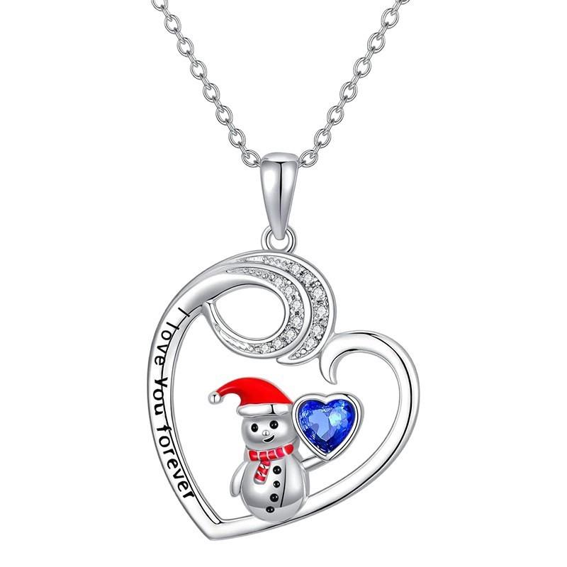 Snowman Geometric Bell Heart Snowflake Necklace Zinc Alloy Chain Women Jewelry