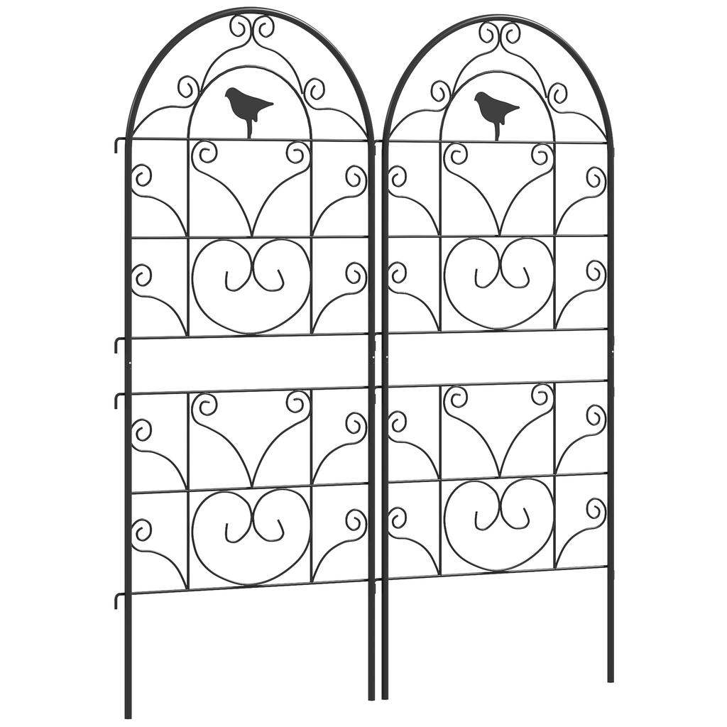 Rankgitter Metal 2 Piece Set For Inserting Rust Free Plant Support With Bird Design For Climbing Plants 50x120 Cm Black